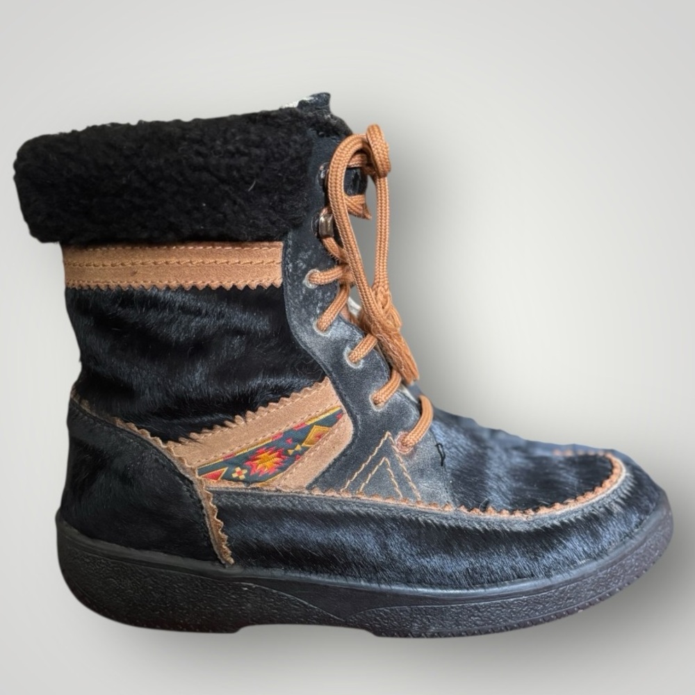 Vintage La Scarpa Dival Black Shearling Apres Ski Wool Winter Boots Size 41